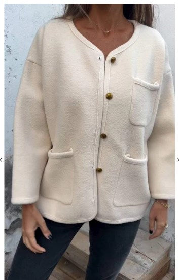 Simple Temperament Metal Button Short Coat for women