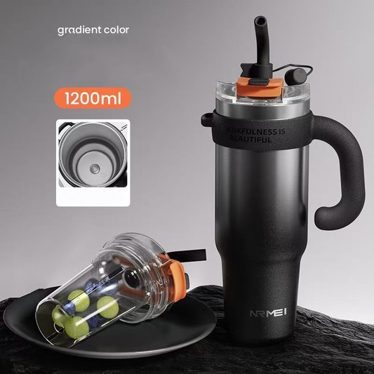 Large-capacity direct-drinking straw dual-purpose insulated cups