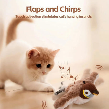 💥Hot Sale 50%OFF😻Realistic Sparrow Cat Toy – Rechargeable Chirping & Flapping Bird🐦