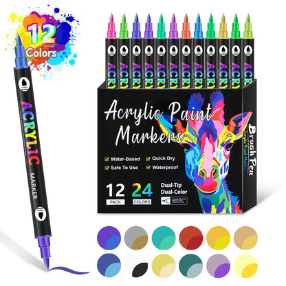 🔥Last Day Promotion-50%OFF - Dual Tip Acrylic Paint Pen Marker - 24/72/144 Colours