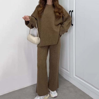 Women’s Casual Oversized Knitted Sweater and Wide-Leg Pants Set