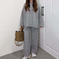 Women’s Casual Oversized Knitted Sweater and Wide-Leg Pants Set