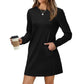 🎅Christmas Specials 50% OFF🎁💃Women’s Solid Round-Neck Long-Sleeve Dresses with Pockets