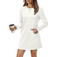 🎅Christmas Specials 50% OFF🎁💃Women’s Solid Round-Neck Long-Sleeve Dresses with Pockets