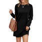 🎅Christmas Specials 50% OFF🎁💃Women’s Solid Round-Neck Long-Sleeve Dresses with Pockets