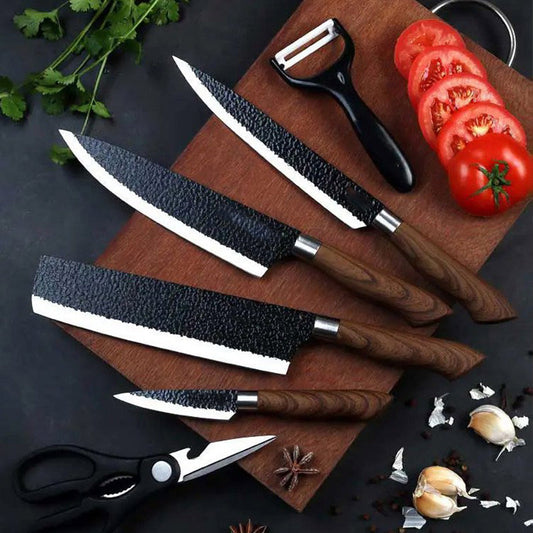 🎅Christmas Specials 50% OFF🎁Professional Stainless Steel Kitchen Knife Set（chef's knife, meat knife, utility knife,fruit knife,kitchen scissors, peeler.）