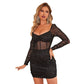 🎅Christmas Specials 50% OFF🎁🎄Women's Sexy Mesh Glitter Long Sleeve Mini Dress