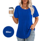 🍀Last Day Sale 50% Off👚Women's Short Sleeve Pleated Dressy Casual Scooped Neck Tops