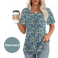 🍀Last Day Sale 50% Off👚Women's Short Sleeve Pleated Dressy Casual Scooped Neck Tops