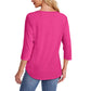 Women’s Pleated Detail 3/4 Sleeve Casual T-Shirt