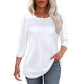 Women’s Pleated Detail 3/4 Sleeve Casual T-Shirt