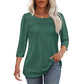 Women’s Pleated Detail 3/4 Sleeve Casual T-Shirt