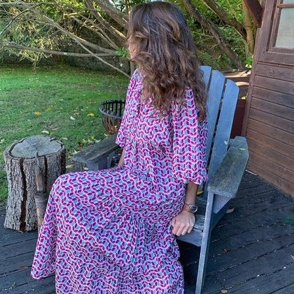 🎊Big price reduction🎊2025 Popular Women's Elegant Puff Sleeve Floral Boho Maxi Dress