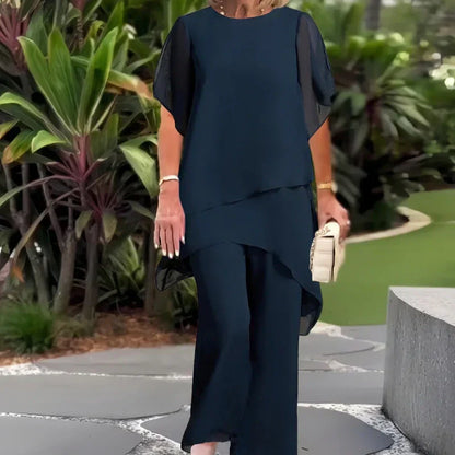 🔥2025 HOT SALE 52% OFF🔥Charming Irregular Top & Wide Leg Pants Set