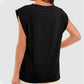 Solid Color Round Neck Cap Sleeve Top（Buy 2 Free Shipping)