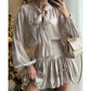 🔥Fashion Bowknot Top High Waist Half-body Skirt Casual Set