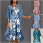 Elegant Floral Chiffon Dress 2-Piece Set