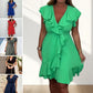 ❤️2025 New Products❤️Women's Elegant Waist Tie V-Neck Ruffle Dress
