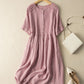 💖LAST DAY SALE 50% OFF💖Short Sleeve Cotton Linen Shirt Dress with Retro Style
