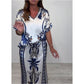 Women's Casual V-Neck Short Sleeve Top Wide Leg Pants Set