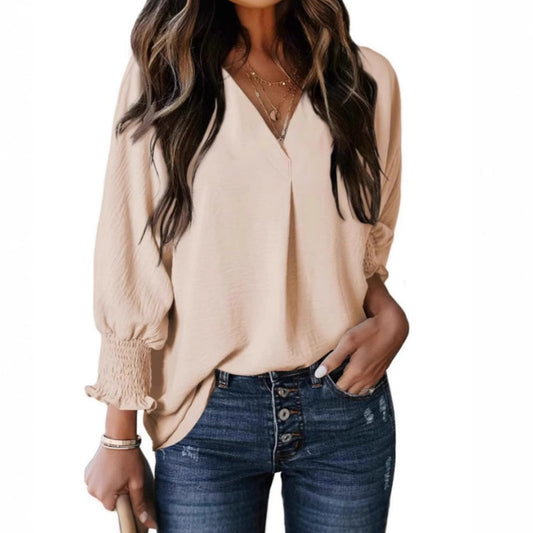 ❤️‍🔥Letzter Tag – 54 % Rabatt🧡Lässiges, lockeres Damen-Shirt mit V-Ausschnitt und 3/4-Ärmeln